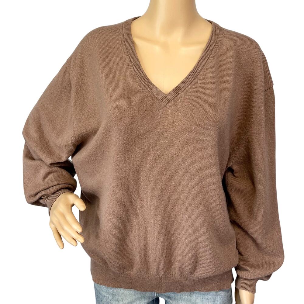 J. Crew Pure Cashmere Relaxed V-neck Sweater Earthy Mocha BA394 Size M - Picture 3 of 12